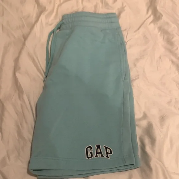 Gap Logo Aqua Fleece Shorts Size Medium - Picture 3 of 5